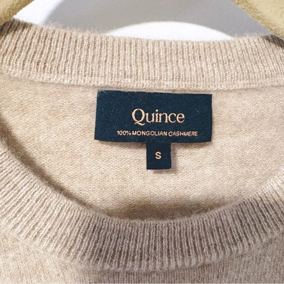 QUINCE Mongolian Cashmere Crewneck Sweater Oatmeal Size Small Women’s - Picture 4 of 9